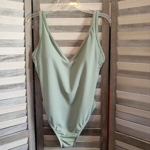 Women's V-Neck Over the Shoulder High Leg One Piece Swimsuit | Kona Sol | Small